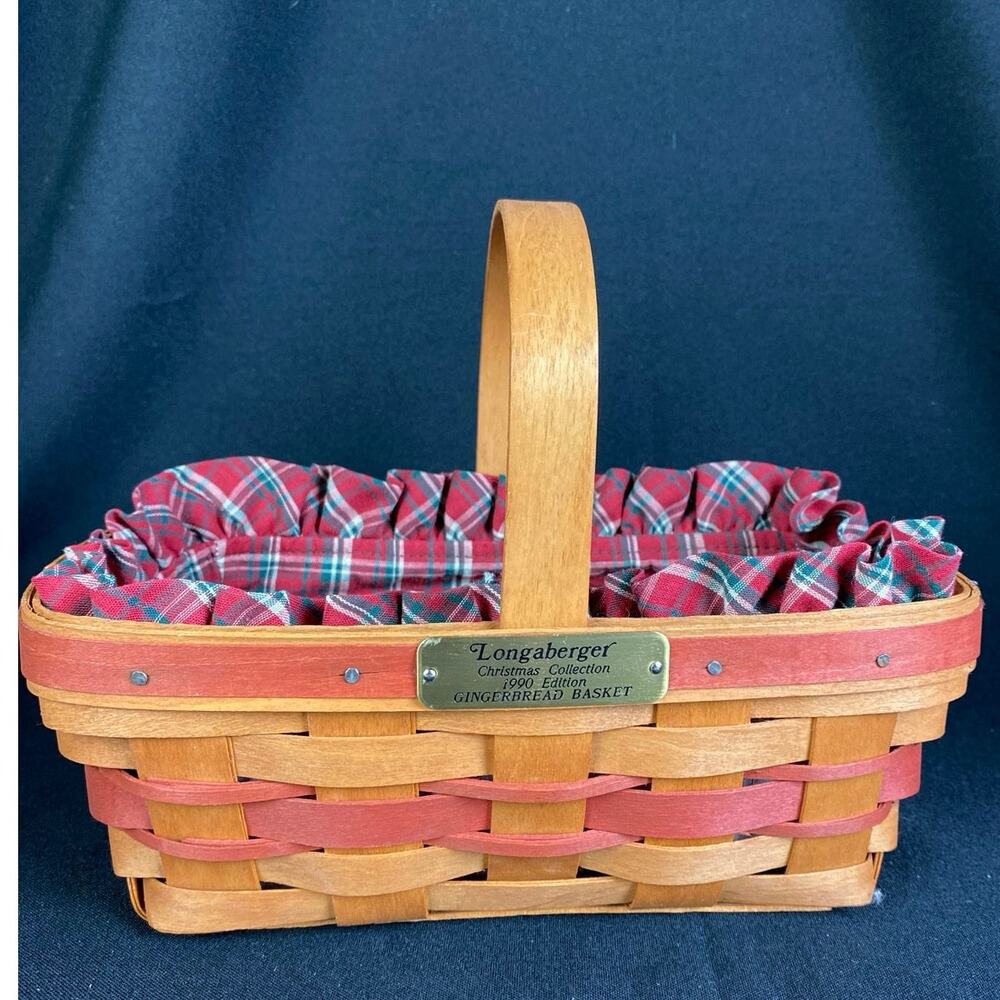 LONGABERGER CHRISTMAS BASKET 1990 Gingerbread Collection Liner Holiday Decor